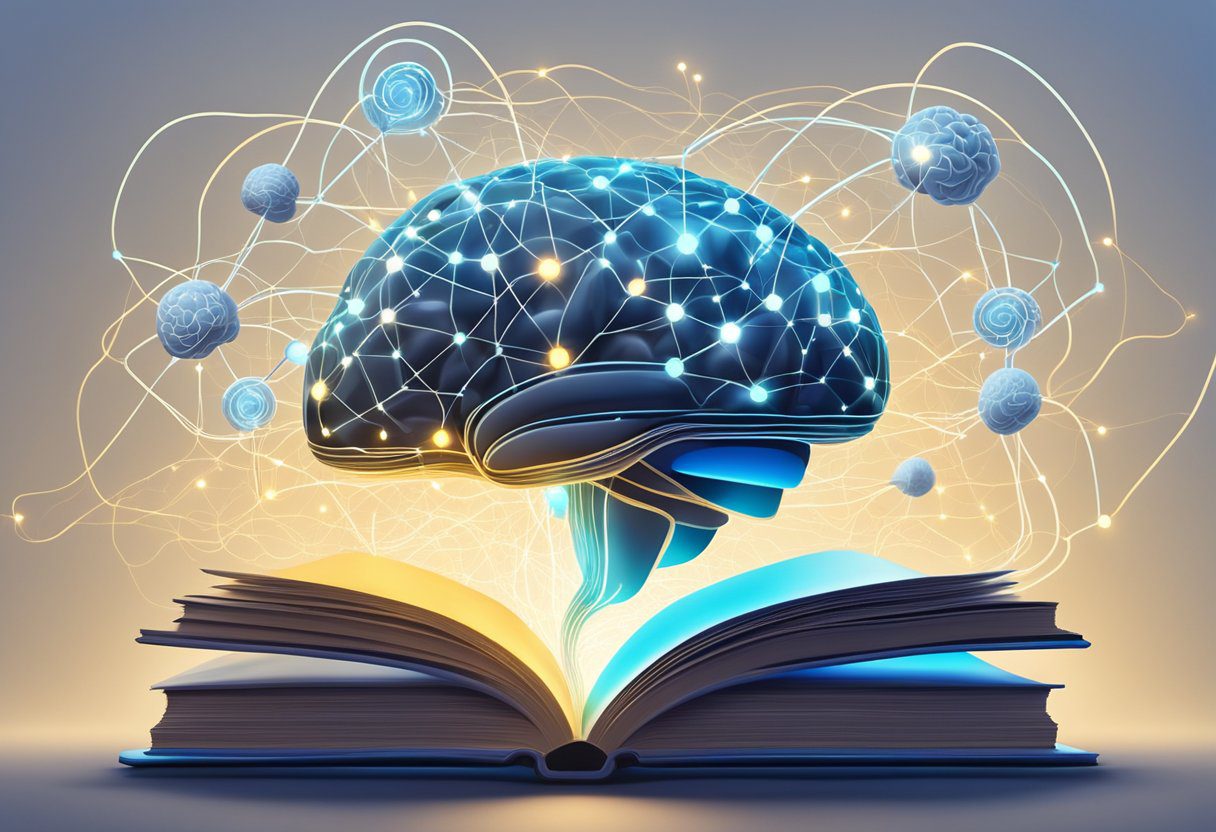 long term memory - Preventive Medicine Daily A stack of books and a brain surrounded by glowing connections