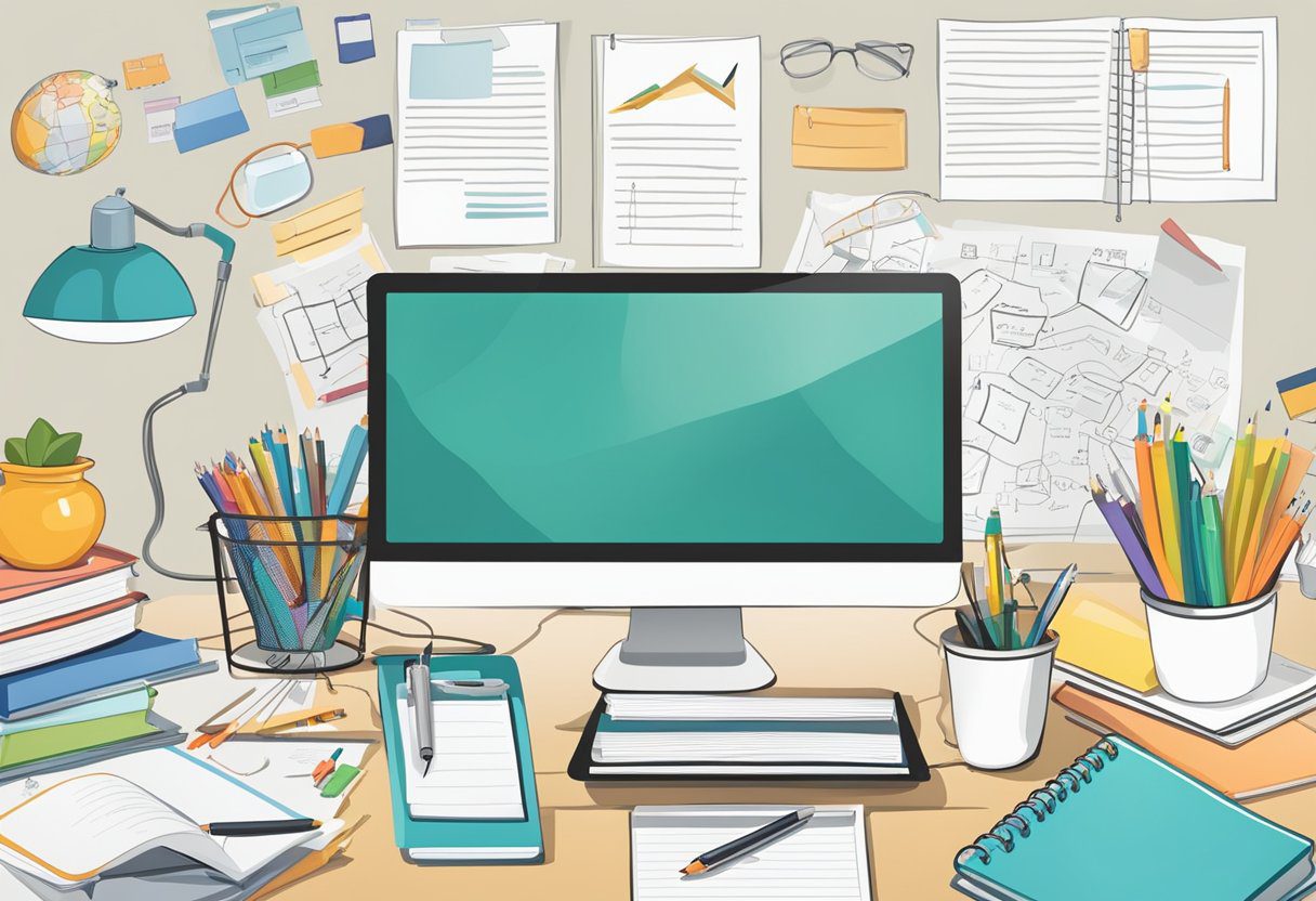 image-162 - Preventive Medicine Daily A bright, organized study space with books, notes, and a variety of mnemonic devices such as mind maps, flashcards, and visual aids