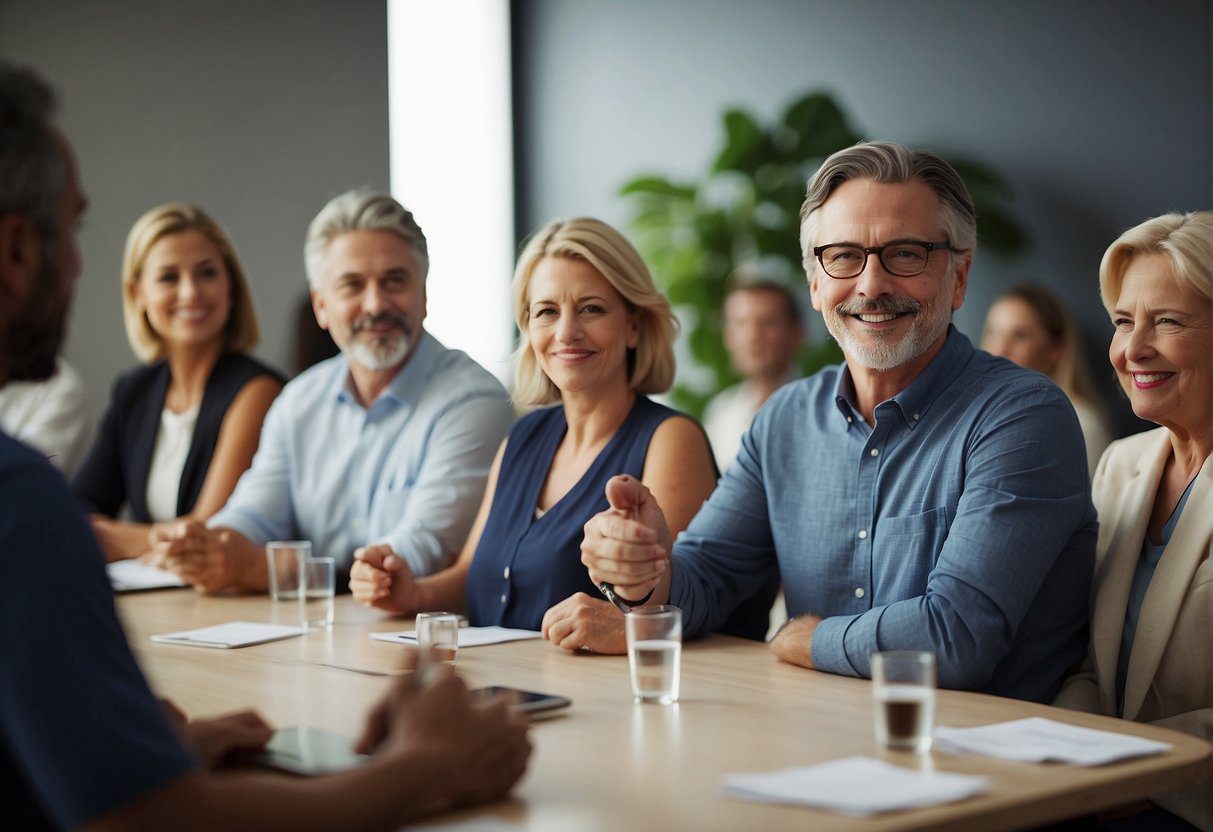 A group of people attending a workshop on managing chronic conditions, with presenters discussing preventive measures and interactive activities