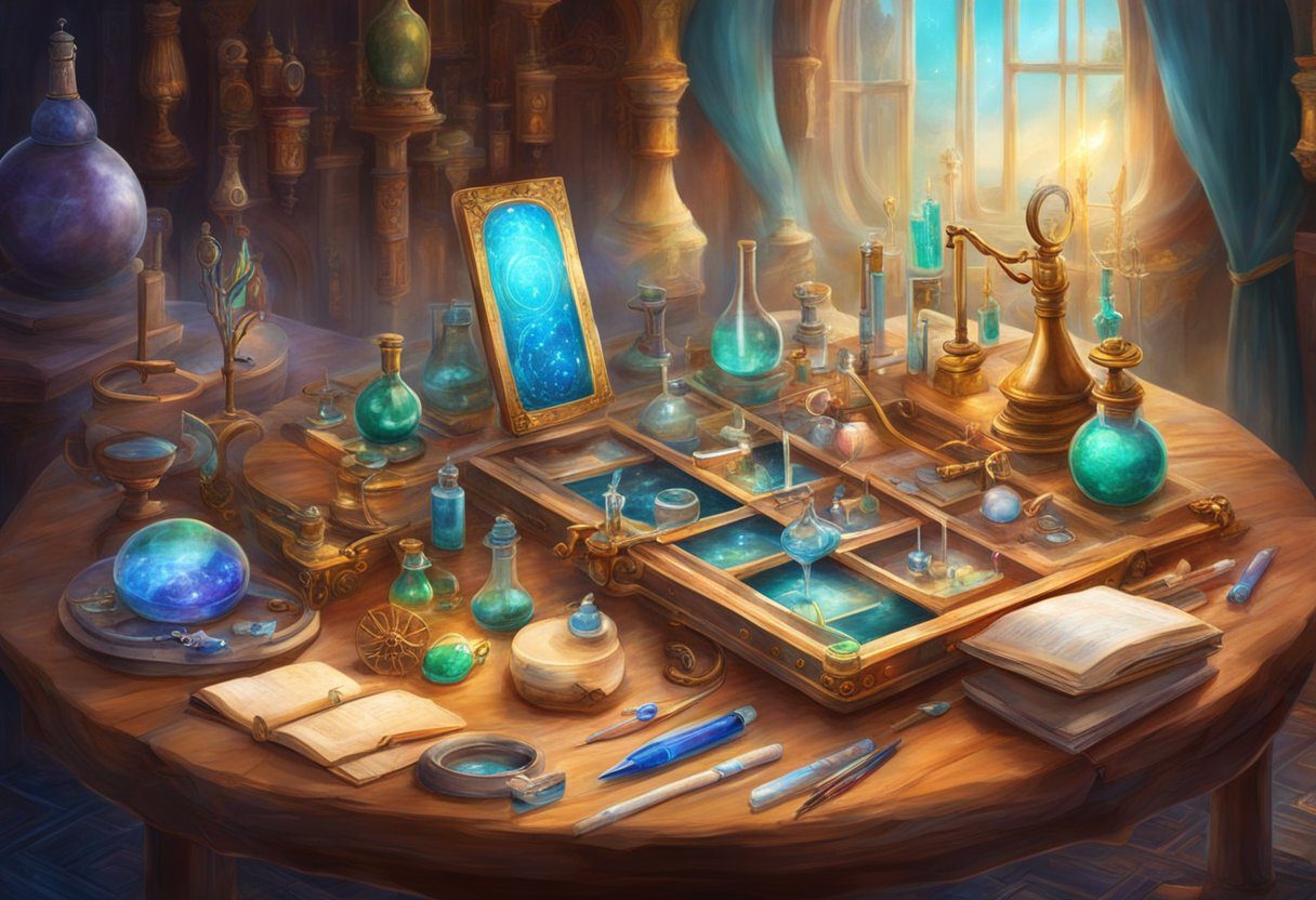 A table with various medical equipment and test kits for screening common diseases