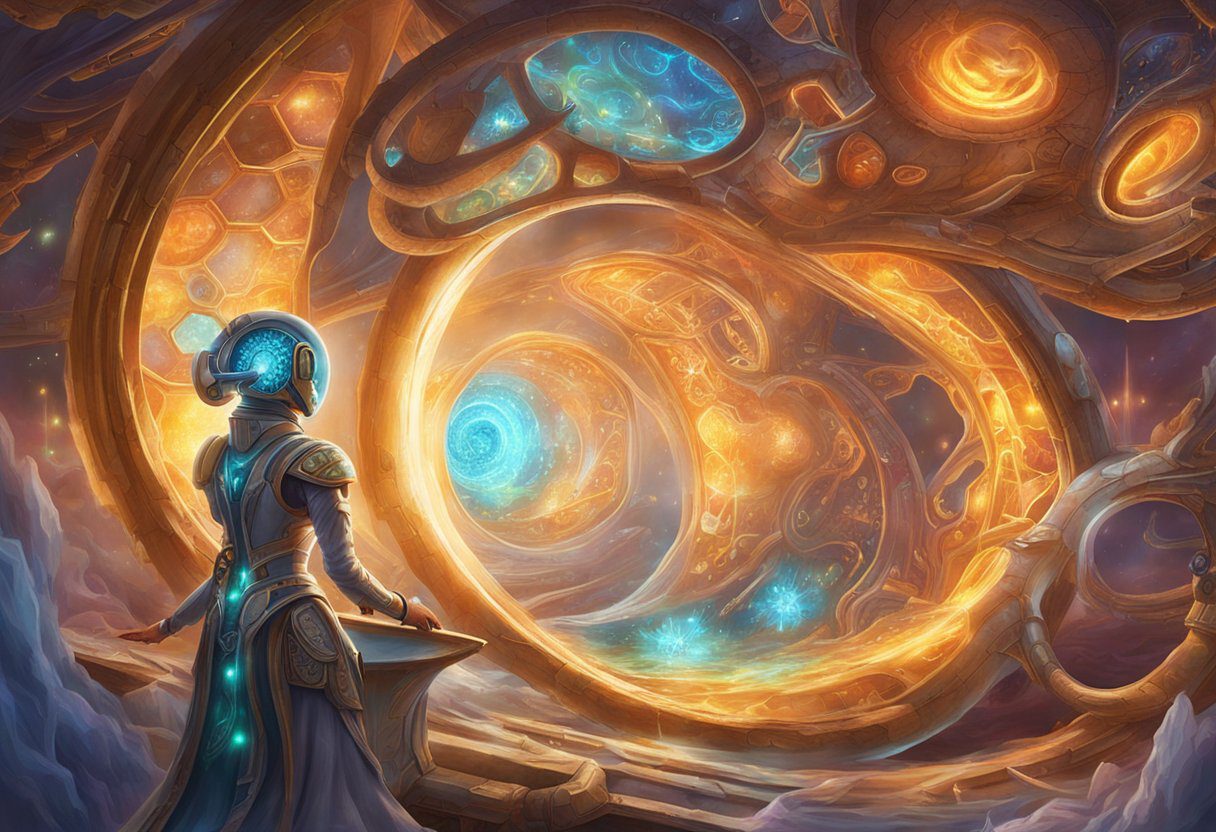 A futuristic machine scans a glowing colon model, representing advancements in colorectal cancer screening