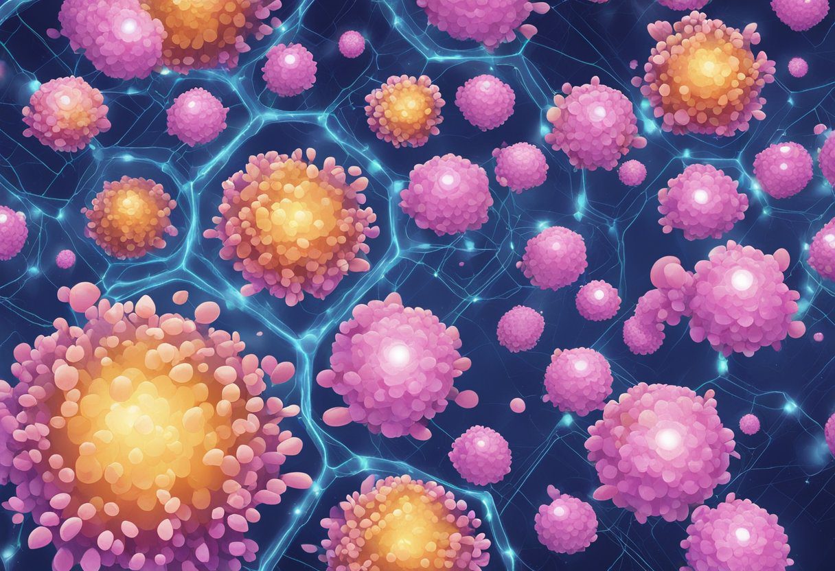 A microscope zooms in on TNBC cells, showing their unique characteristics. A graph displays the differences in treatment approaches compared to other breast cancer types