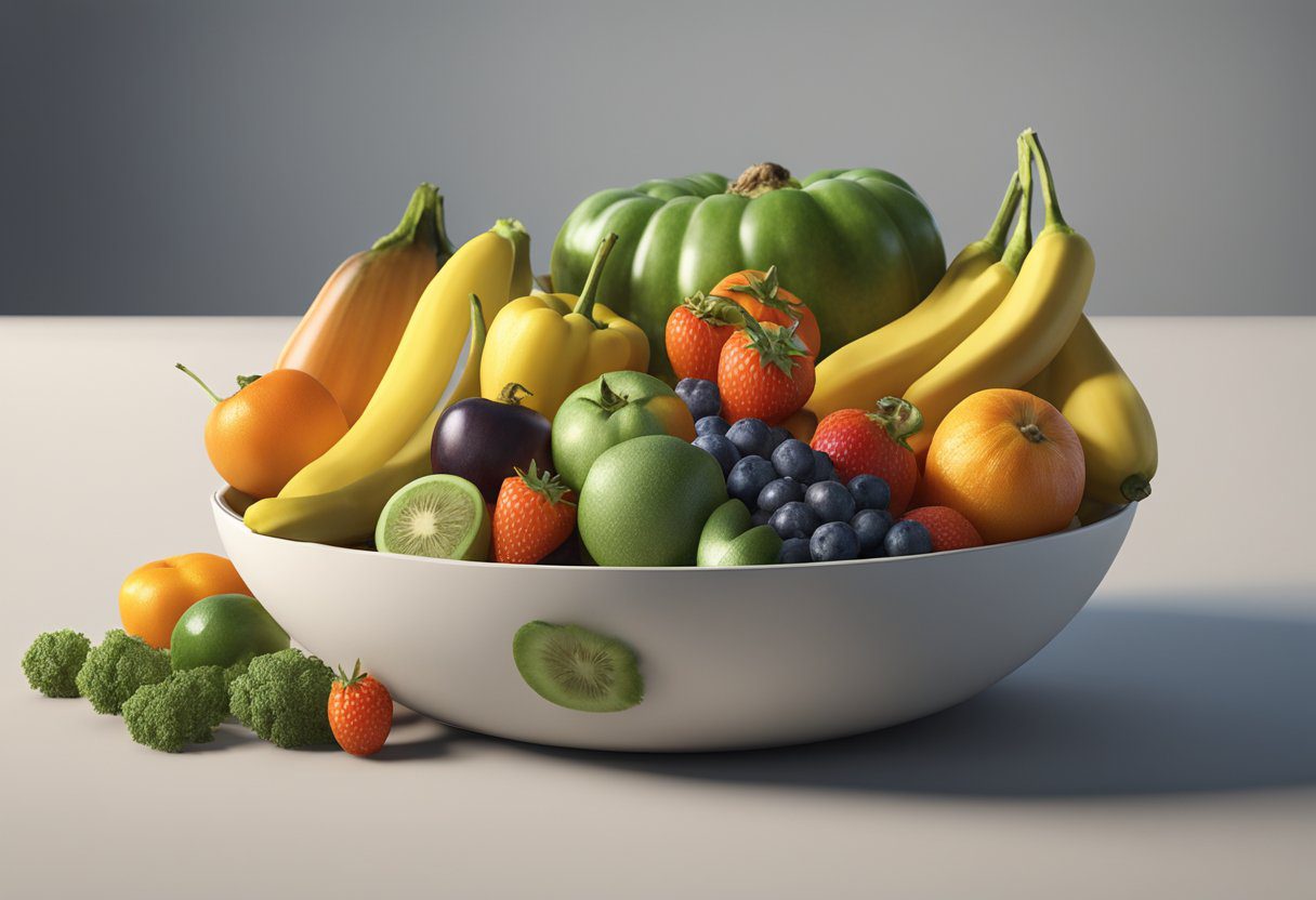 A bowl of fresh vegetables and fruits, along with dry commercial cricket food, is placed in a clean and spacious container for feeding crickets