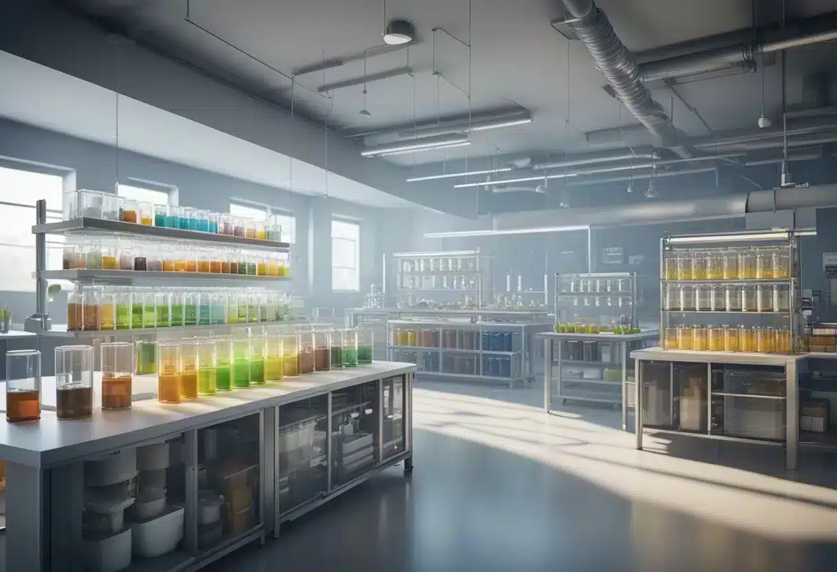 A lab setting with test tubes and charts, showcasing metabolic confusion diet research findings and expert analysis