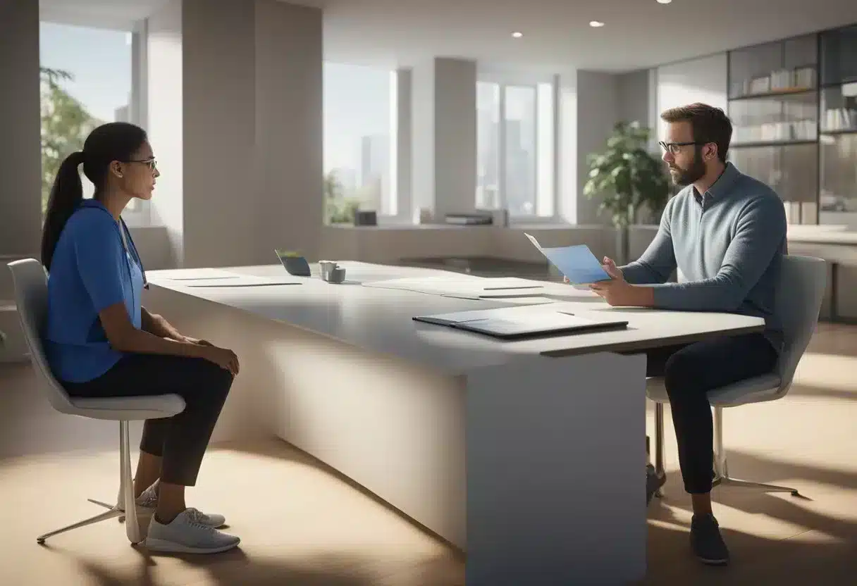 A genetic counselor discusses test results with a client, highlighting disease prevention strategies