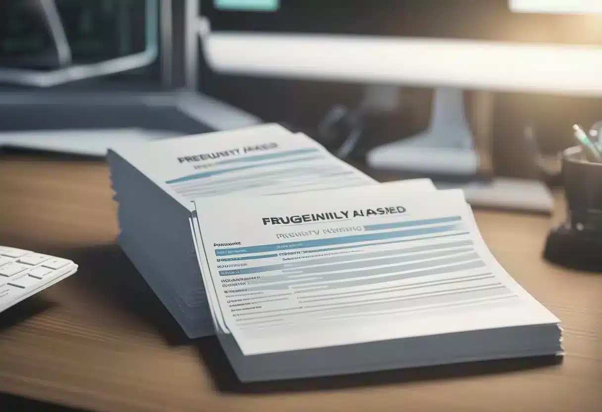 image-144 - Preventive Medicine Daily A stack of pamphlets labeled "Frequently Asked Questions preventive genomics" sits on a sleek, modern desk, surrounded by a computer and scientific equipment