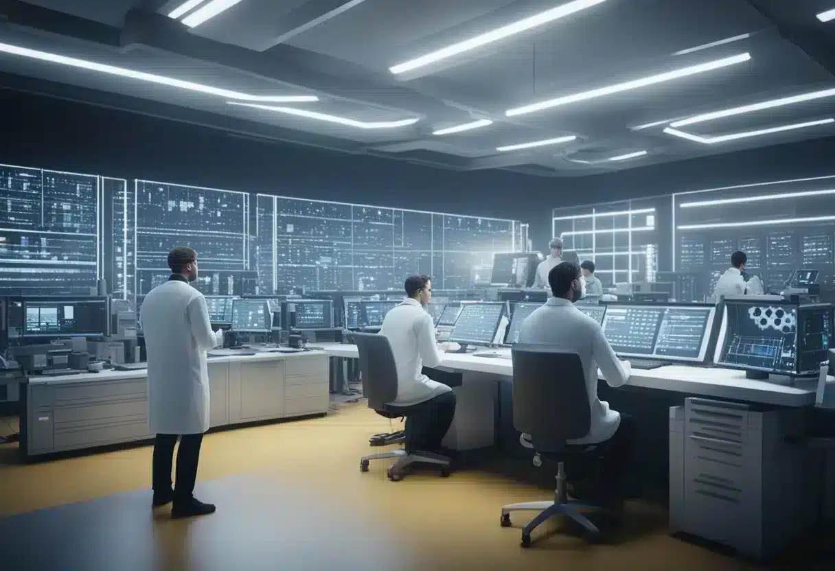 image-148 - Preventive Medicine Daily Scientists analyzing DNA sequences in a lab, surrounded by advanced technology and research equipment