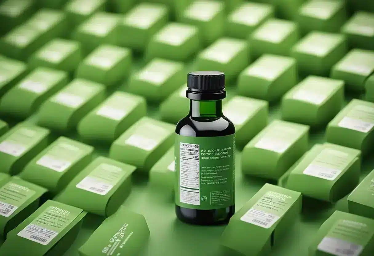 A bottle of artichoke leaf extract with a "Regulatory Status" label displayed prominently on the packaging