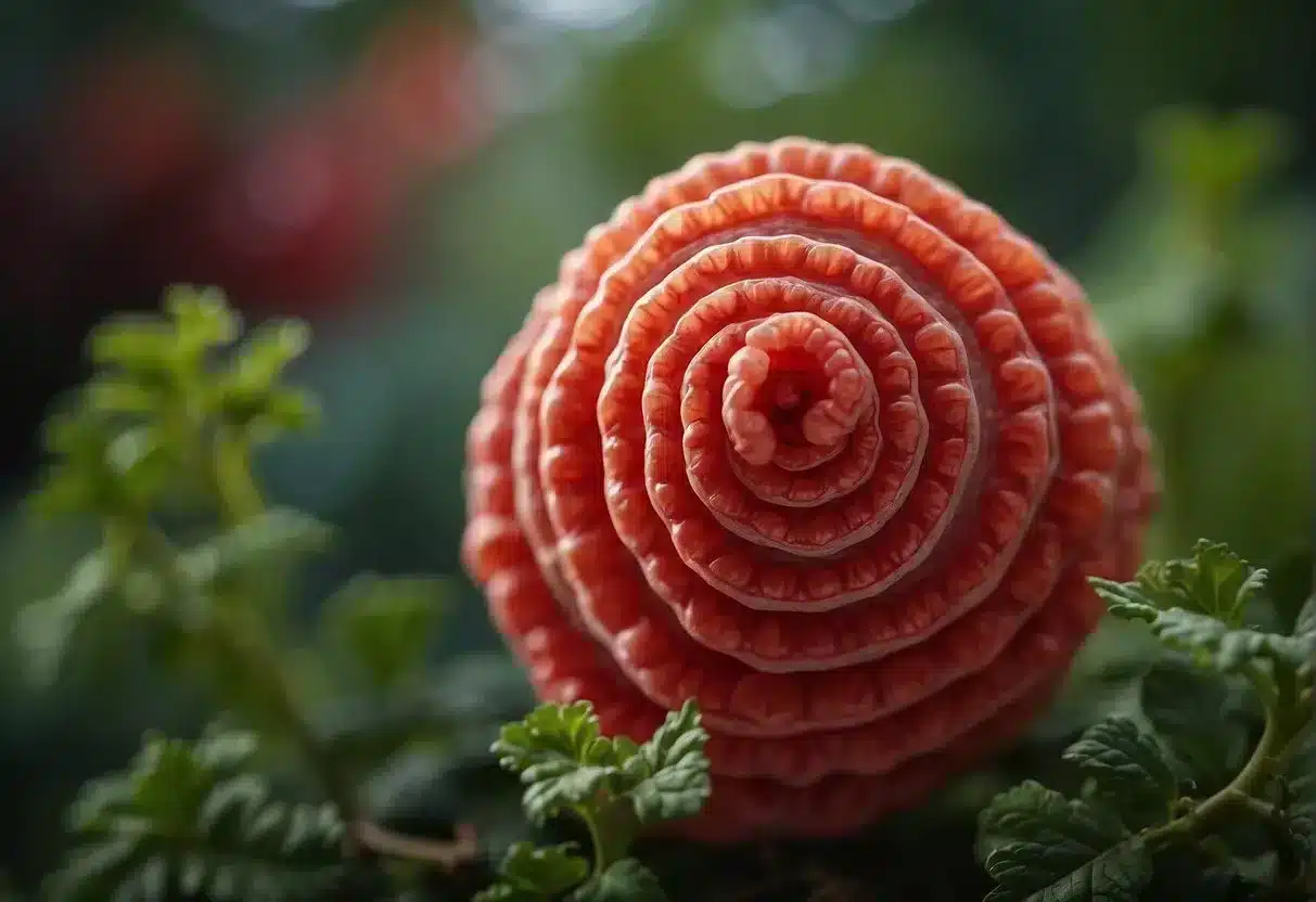 A red, inflamed intestine with visible ulcers and swelling, representing symptoms of IBD