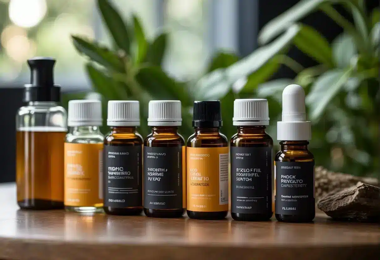 Various nootropic options displayed on a table with natural elements