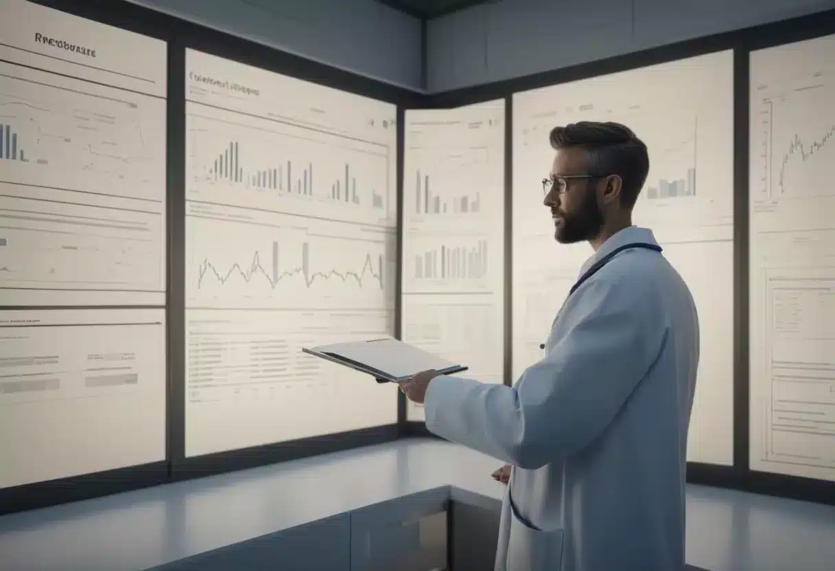 A doctor reviews charts, researches, and adjusts treatment plans to prevent complications in autoimmune rheumatic diseases