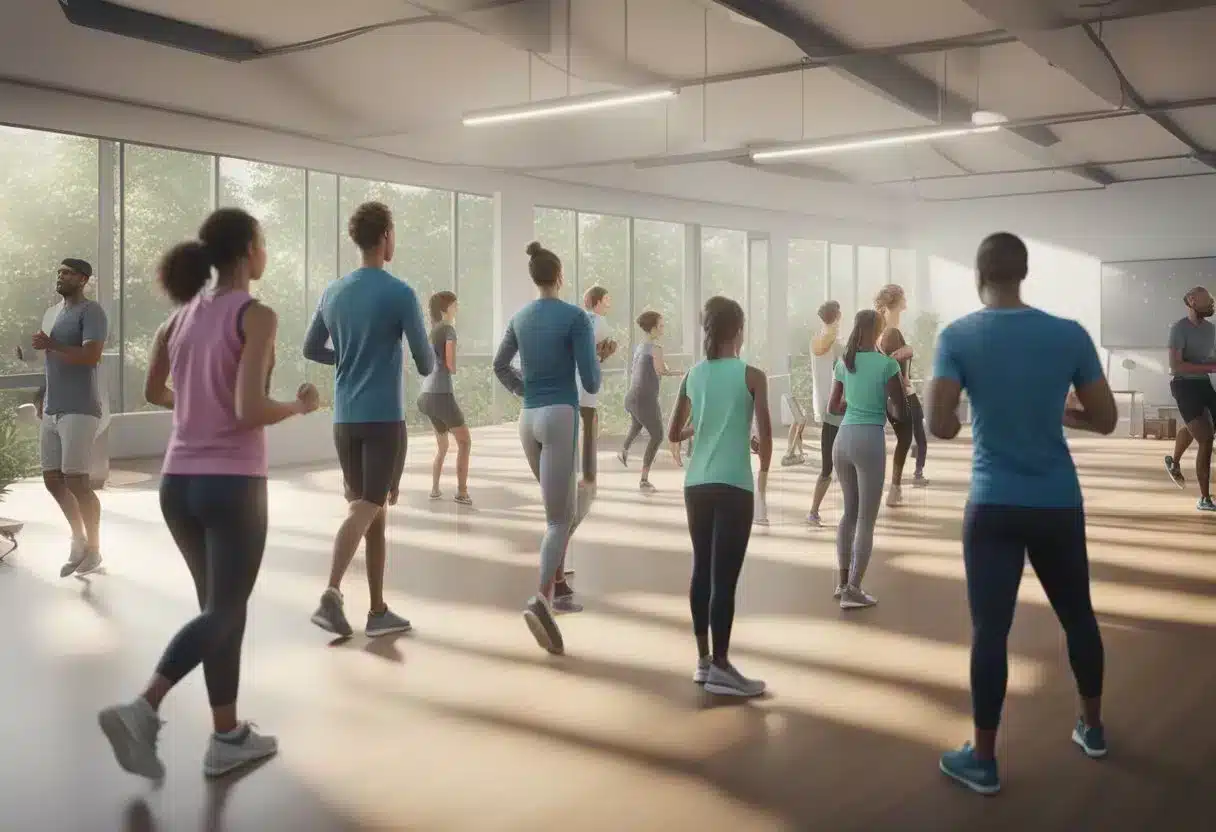 A group of people engaging in healthy lifestyle activities and attending educational workshops on preventing autoimmune rheumatic diseases