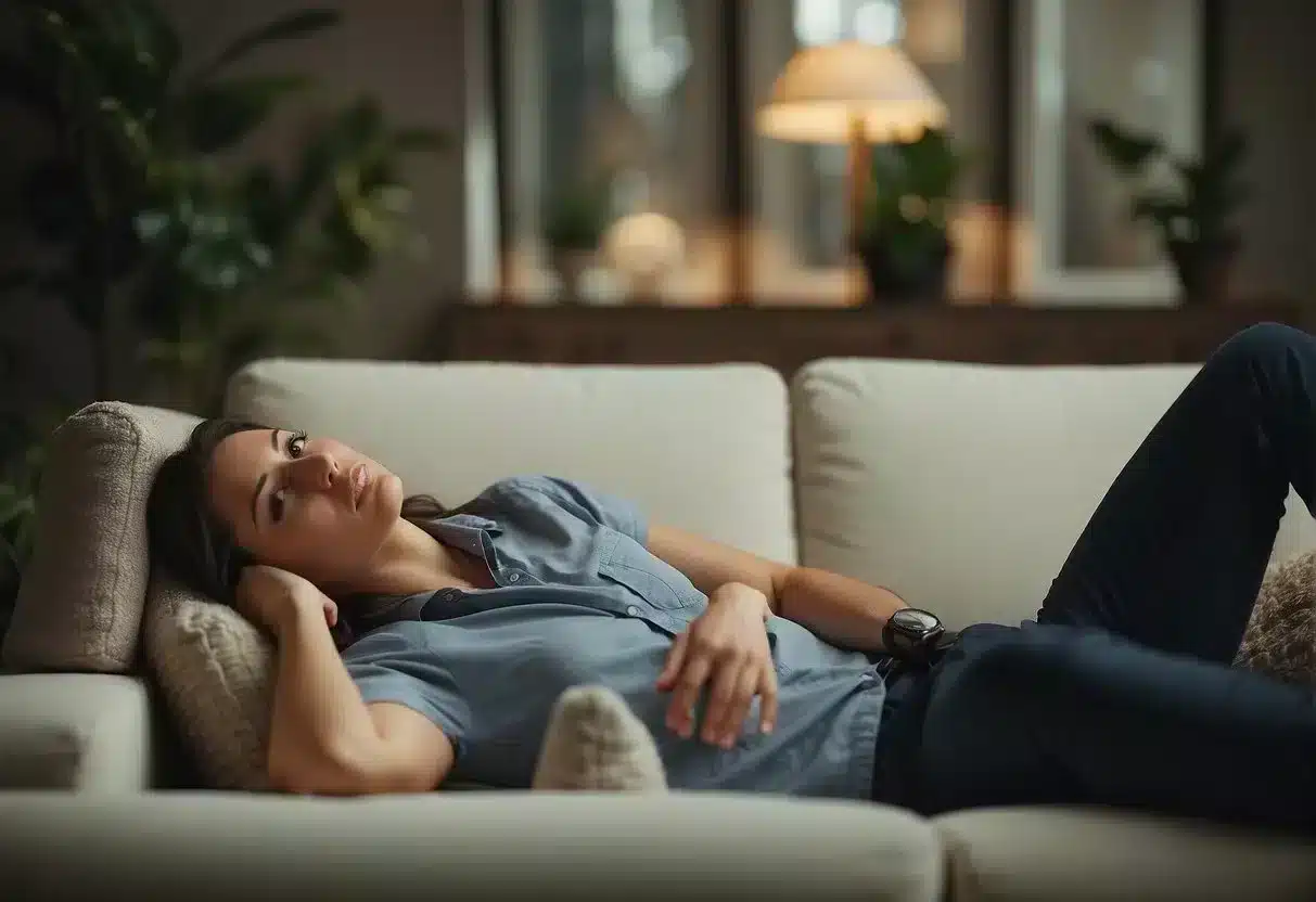 A woman lies back, unsatisfied, while her partner appears relaxed and content