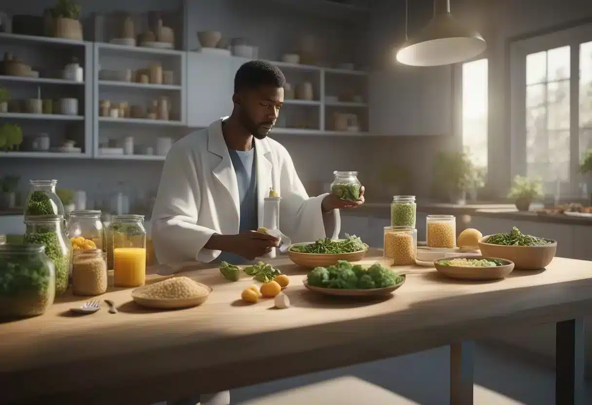 A person preparing and eating anti-inflammatory foods while receiving medical treatments for vasculitis