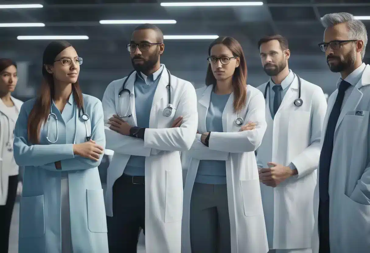 A group of scientists and doctors discussing and implementing strategies for preventing and controlling congenital diseases