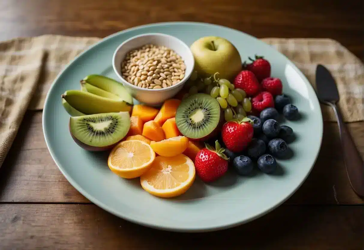 image-387 - Preventive Medicine Daily A colorful plate filled with a variety of fruits, vegetables, whole grains, and lean proteins. A glass of water sits beside the plate, emphasizing the importance of hydration during pregnancy