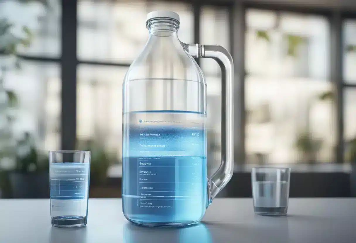 A scientific study showing alkaline water benefits and side effects. Research data and health claims displayed on a chart or graph