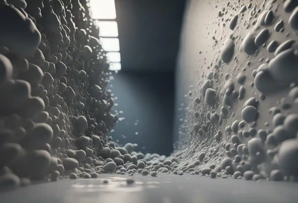 A damaged intestinal wall oozes fluid, with particles escaping into the bloodstream