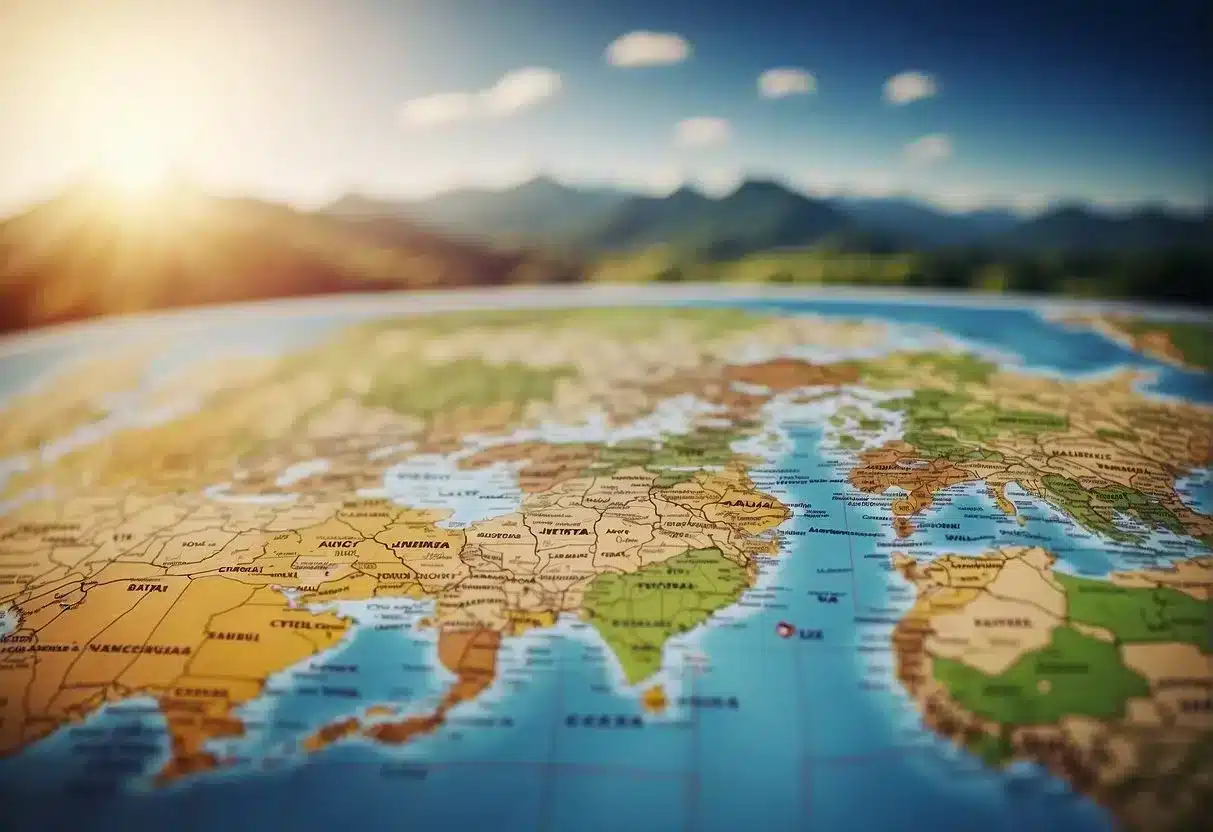 A map with various regions and their corresponding health outcomes, depicting the impact of socio-demographic variables on health
