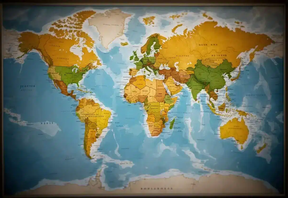 A map of the world with highlighted regions, showing the impact of geography on healthcare access and outcomes