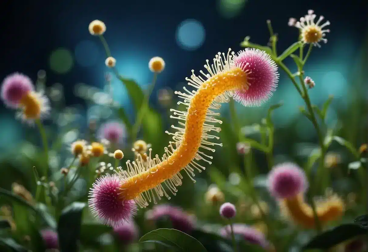 Healthy gut flora with happy, thriving bacteria. Balanced ecosystem with flourishing probiotics. No signs of discomfort or imbalance