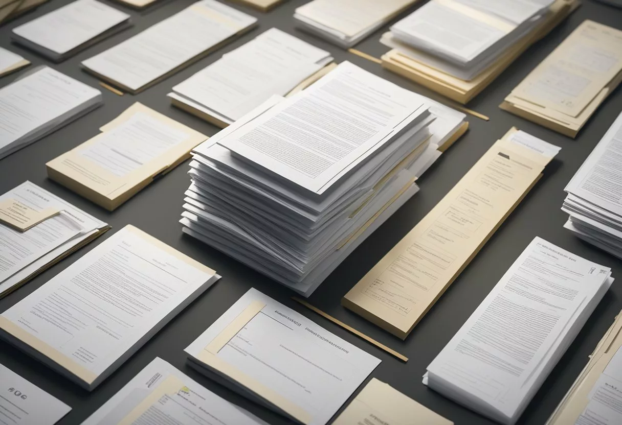 A stack of official documents with "Policies and Guarantees" prominently displayed, surrounded by symbols of trust and assurance