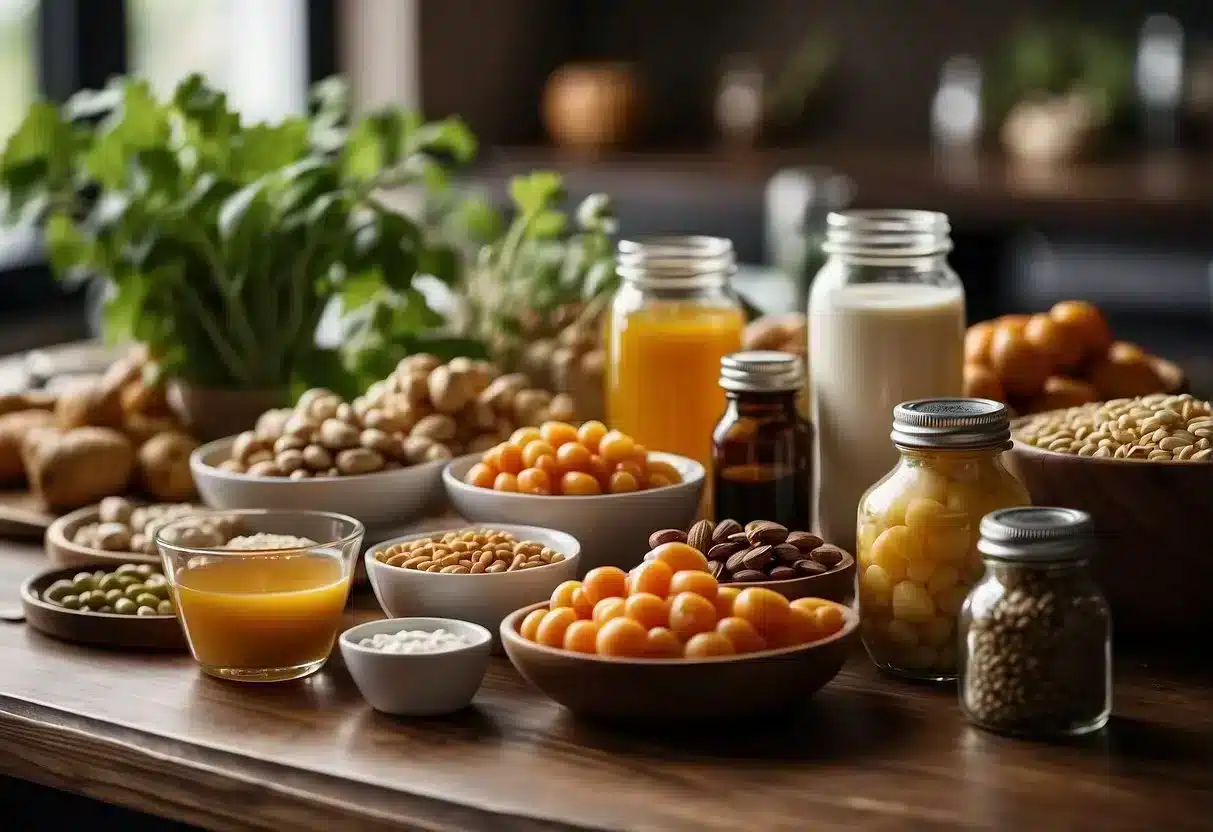 A table displaying prebiotic-rich foods, probiotic supplements, and dietary guidelines