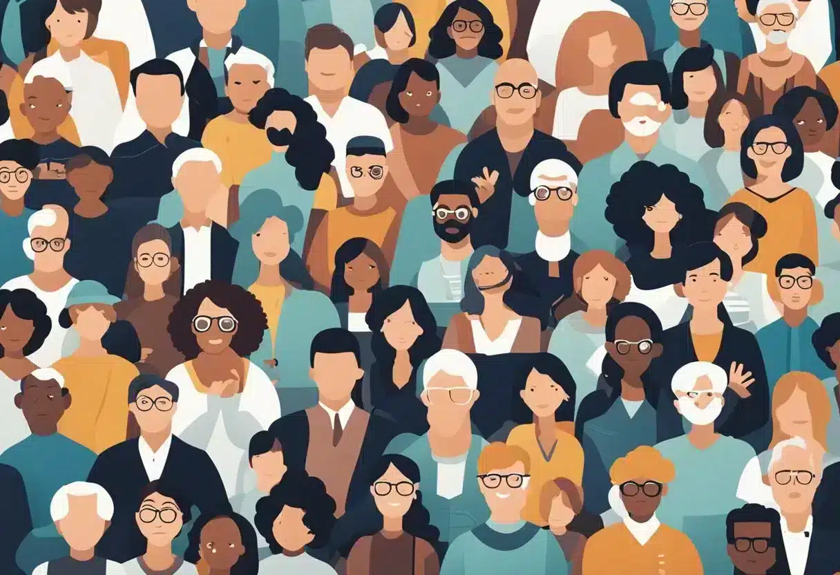 A diverse group of people, including children, elderly, and athletes, are shown with question marks above their heads, symbolizing the effects of daily creatine consumption