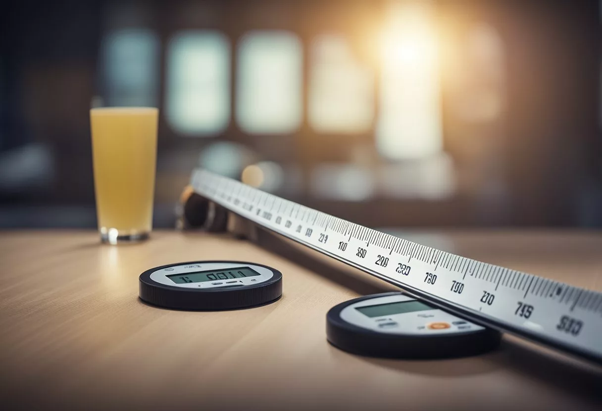 A stress level measurement tool displayed with a scale and accompanying resources for managing stress