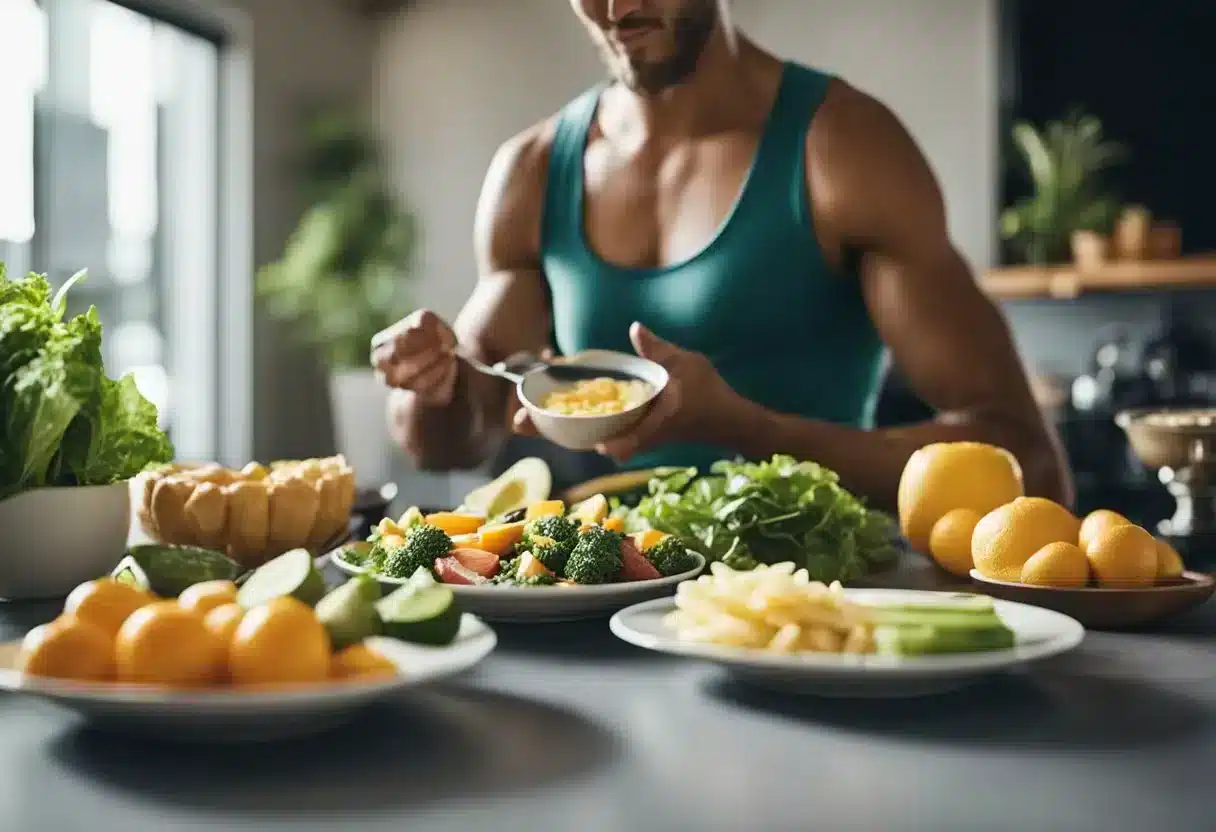 Endomorphs eating healthy foods, exercising, and maintaining a balanced lifestyle