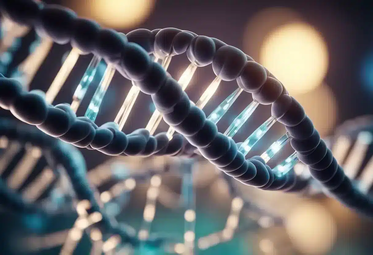 A DNA double helix with methyl groups being added to the cytosine bases