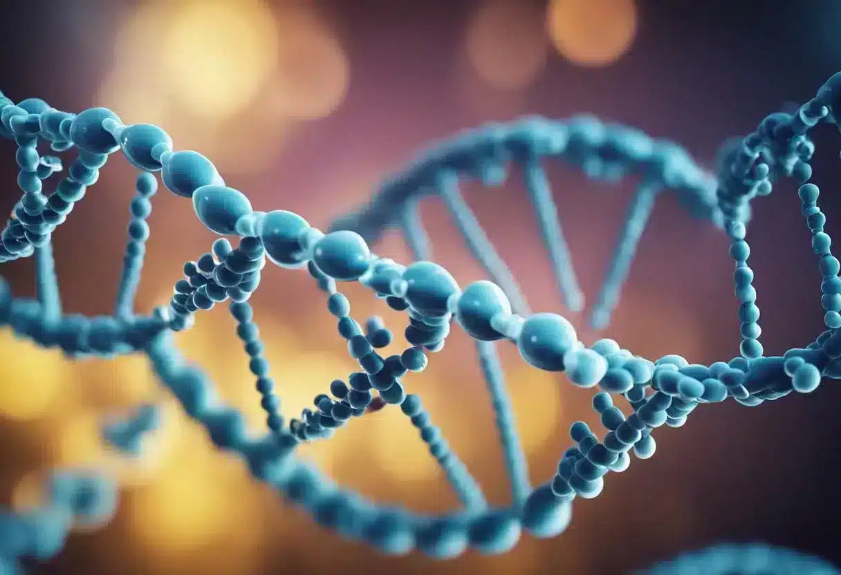 A DNA strand with methyl groups being added or removed by enzymes