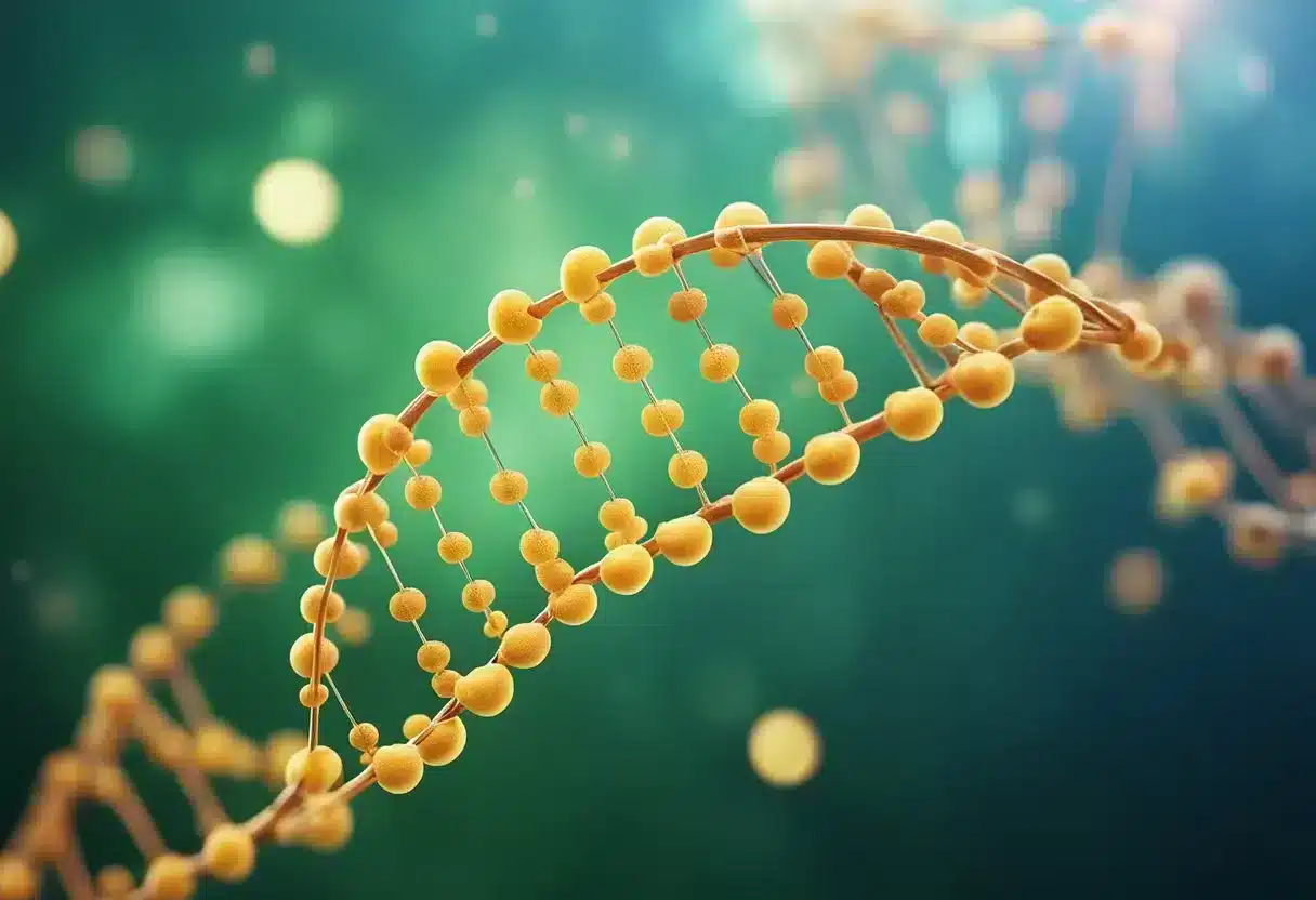 Methylation: DNA strand with methyl groups added, enzyme present