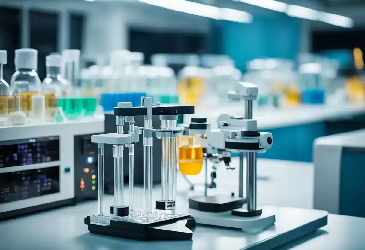 A laboratory setting with advanced equipment and DNA samples, representing cutting-edge methylation research and its implications for aging