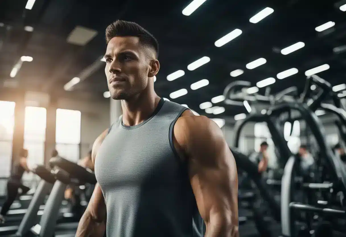 A gym with various equipment, people exercising, and a trainer explaining metabolic conditioning. Sweat, determination, and energy fill the air