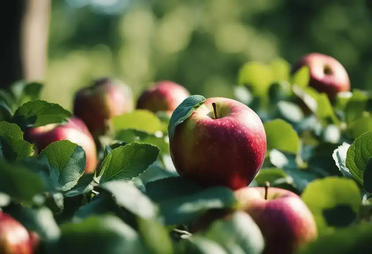 An apple a day enters the body, providing nutrients and fiber, boosting energy and digestion, and promoting overall health and well-being