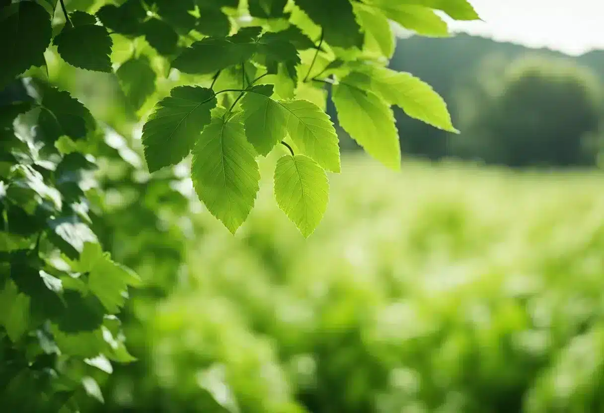 Lush green landscape with thriving plant life, clear skies, and abundant wildlife. No signs of pollution or deforestation