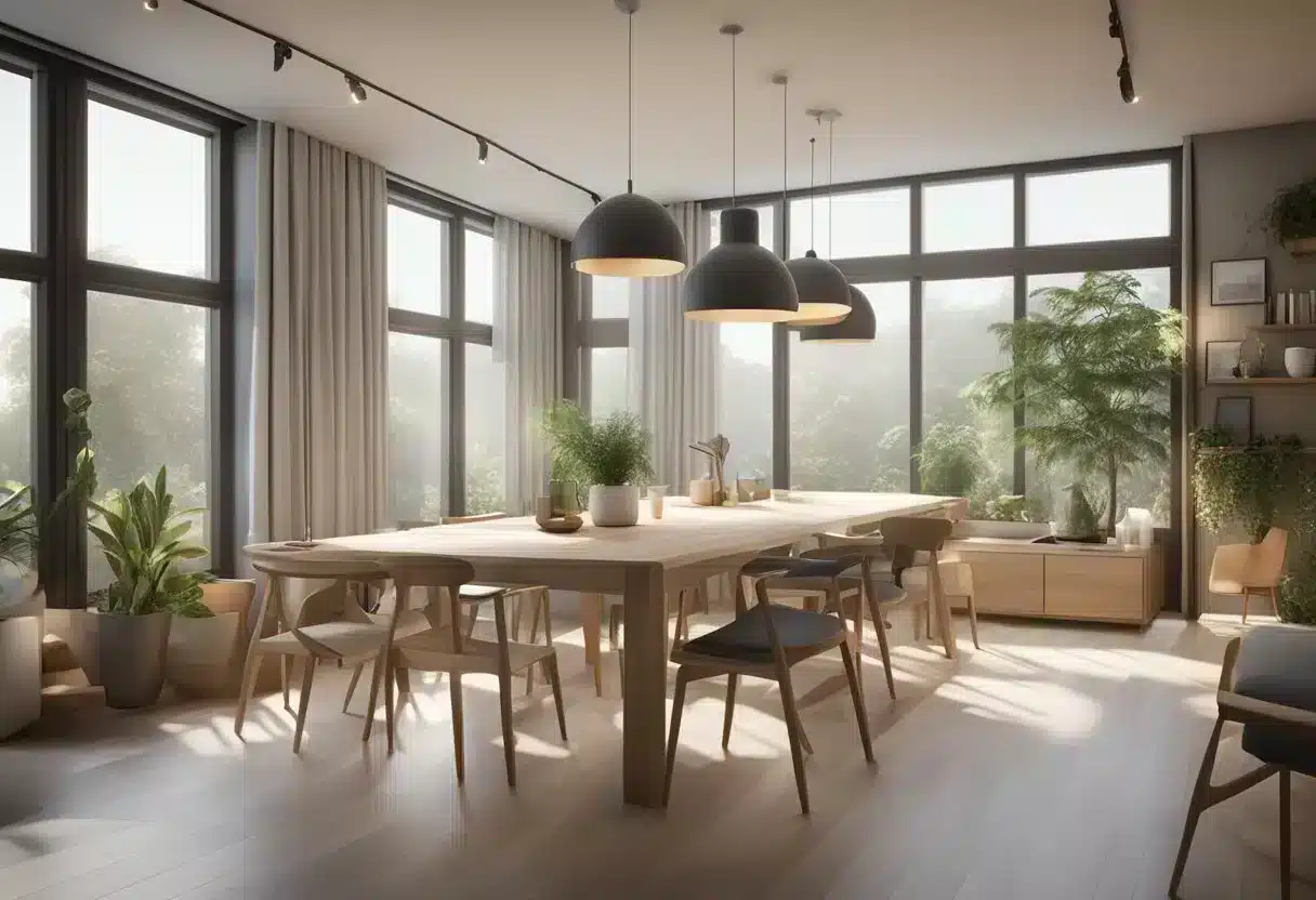 A serene, organized environment with brain-boosting activities and healthy lifestyle elements, surrounded by supportive relationships and medical resources