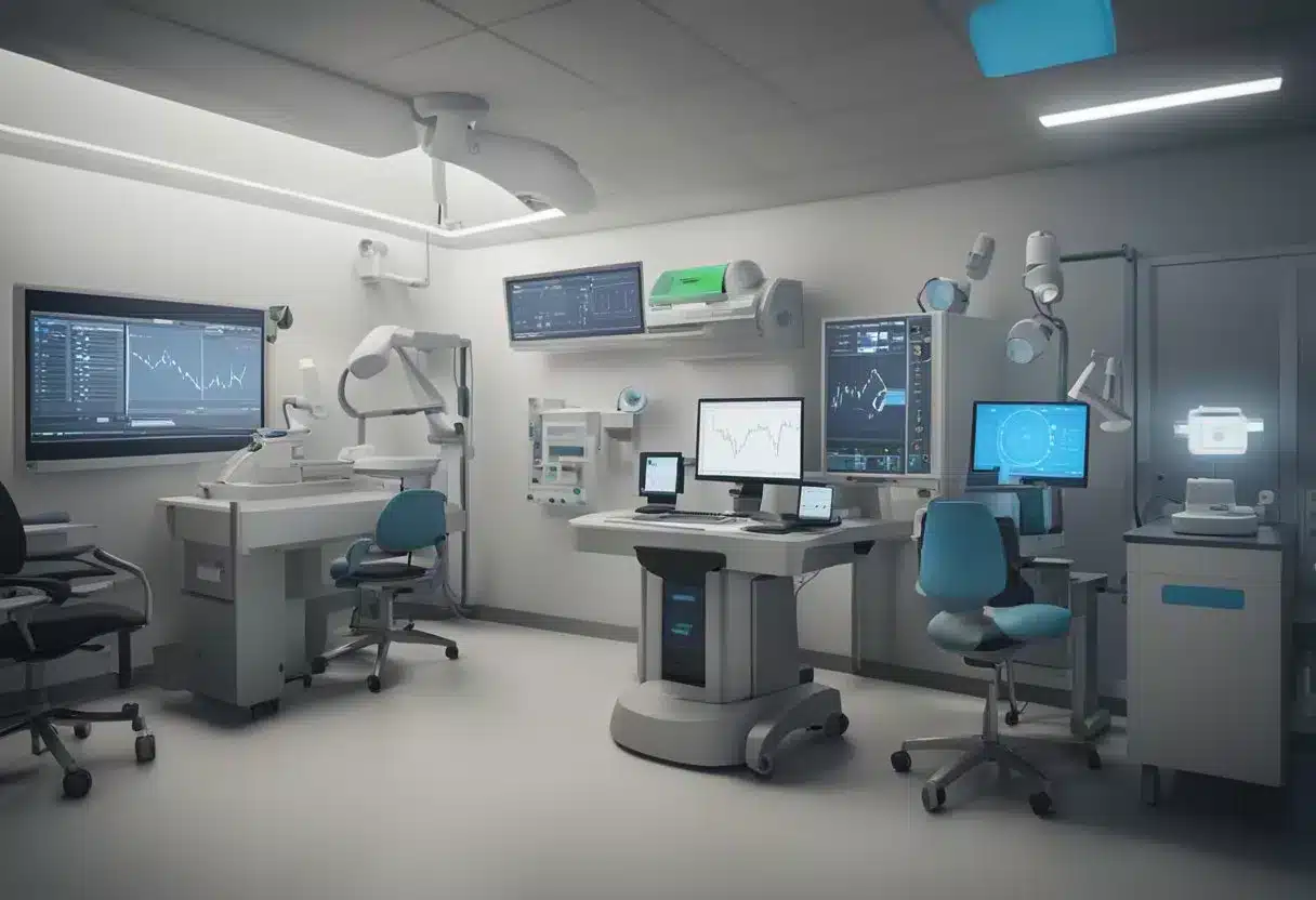 A patient's vital signs are wirelessly transmitted to a healthcare provider's device, allowing for real-time monitoring and immediate intervention if necessary