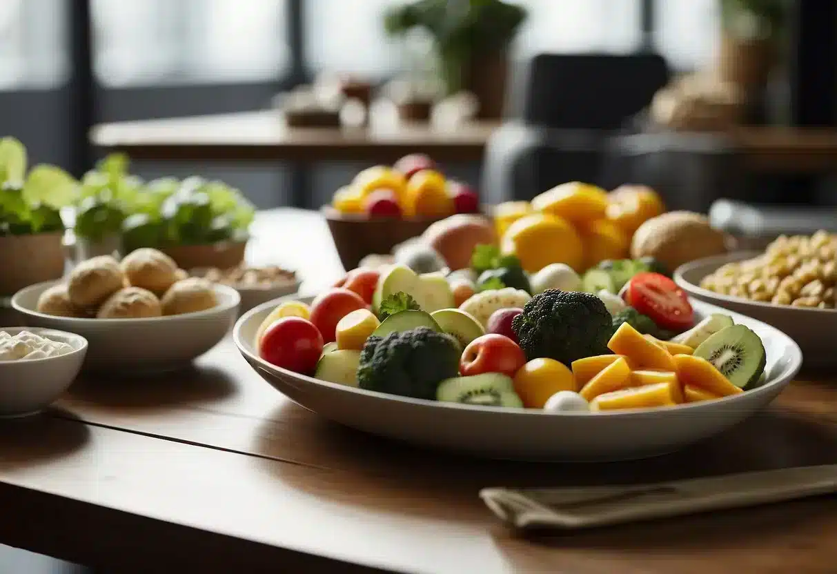 image-82 - Preventive Medicine Daily A table filled with healthy foods, a person exercising, and a calm environment with soothing music playing in the background