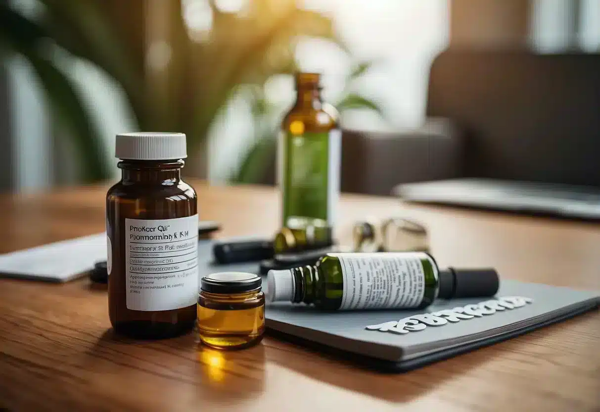 A table with bottles of supplements and a list of frequently asked questions about living longer