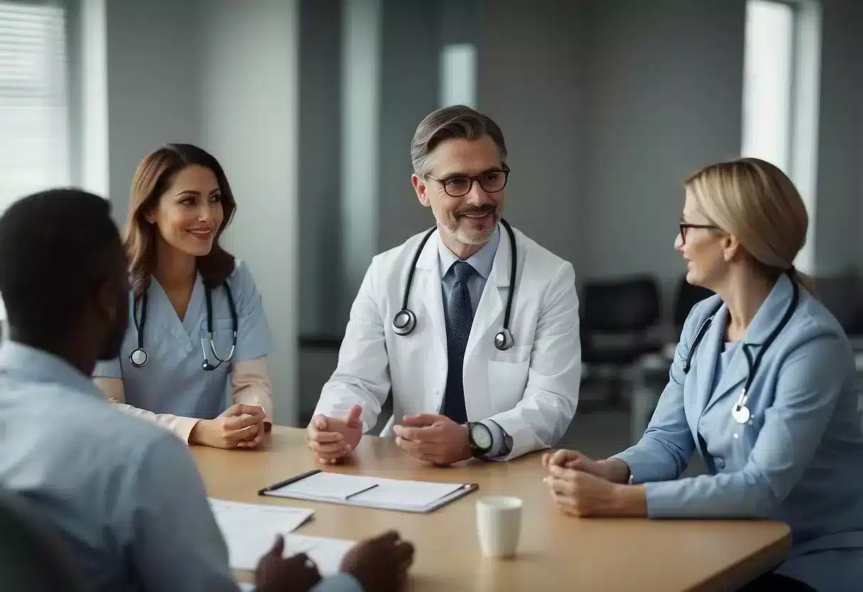 A doctor explaining cholesterol management to a group of attentive patients