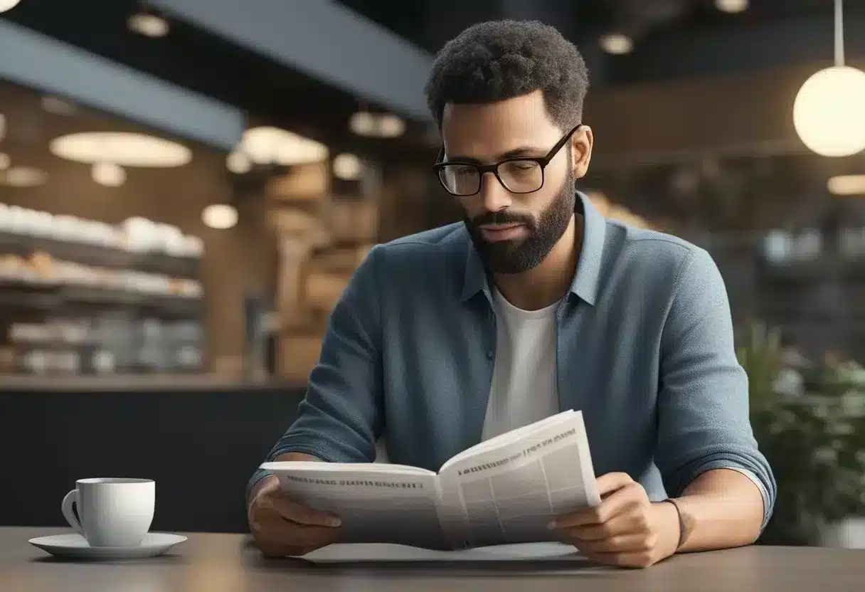 A person reading a pamphlet titled "Frequently Asked Questions Smoking and Cardiovascular Health" with a concerned expression