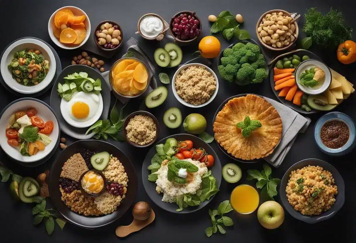 A table with a variety of portion sizes=