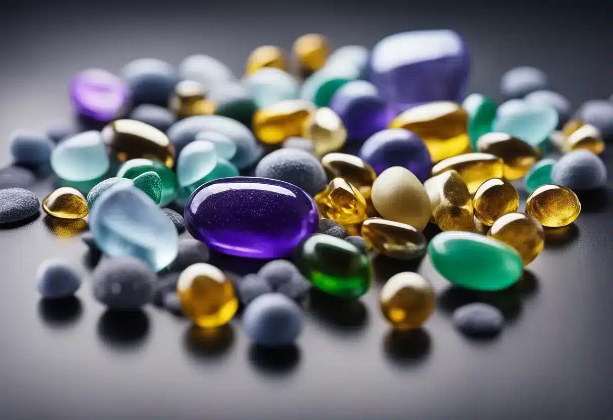 Various minerals and supplements arranged around a detoxifying body, including zinc, magnesium, and selenium. A vibrant and healthy atmosphere is depicted