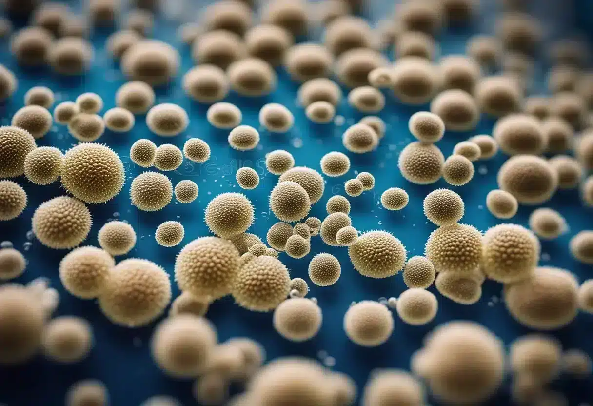 A microscope slide showing Chlamydia bacteria infecting a host cell