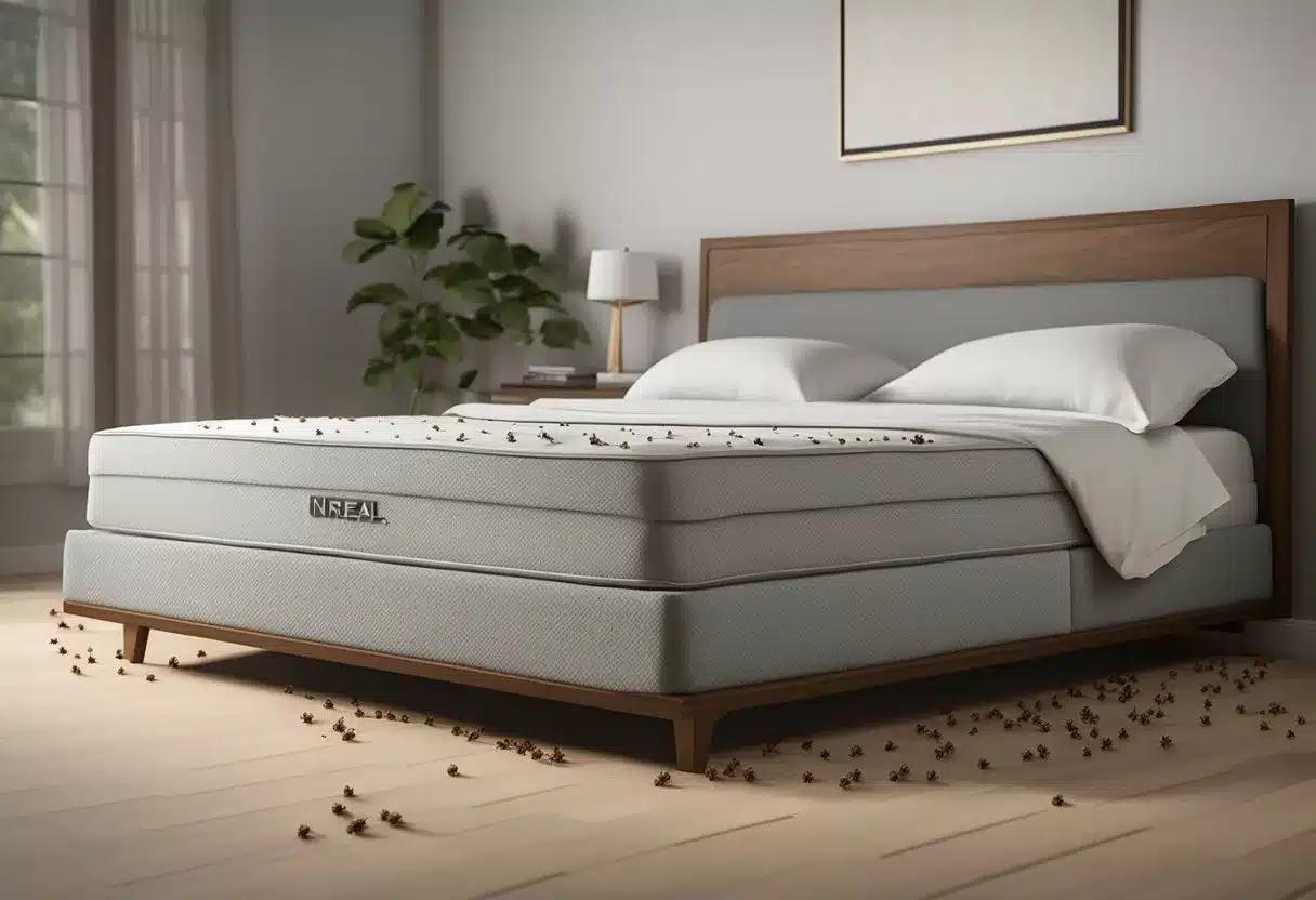 Bed bugs scattered on mattress edges, hiding in crevices. Vacuuming, steaming, and sealing infested items to eradicate bed bug infestations