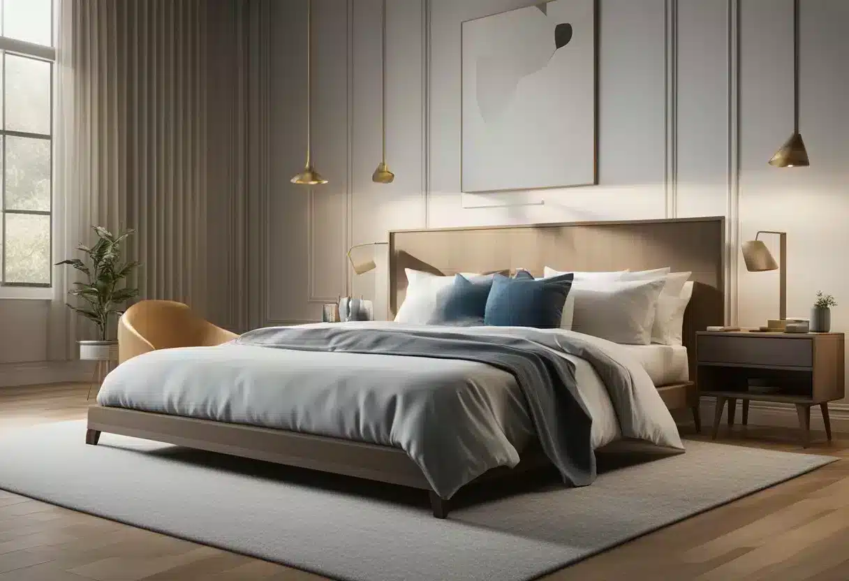 A room with a bed and furniture, bed bug treatment products visible, and a clear focus on the process of eliminating bed bugs