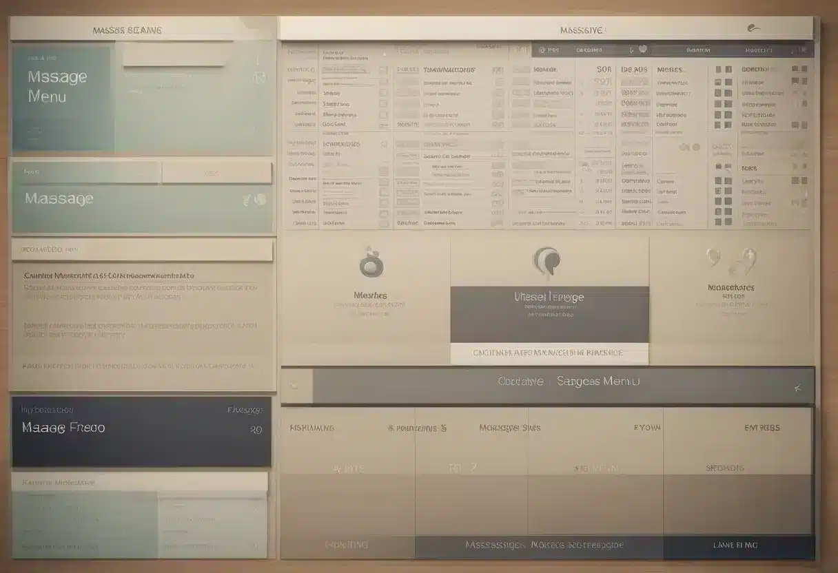 A massage menu with FAQ section, various massage types listed, and a calming atmosphere