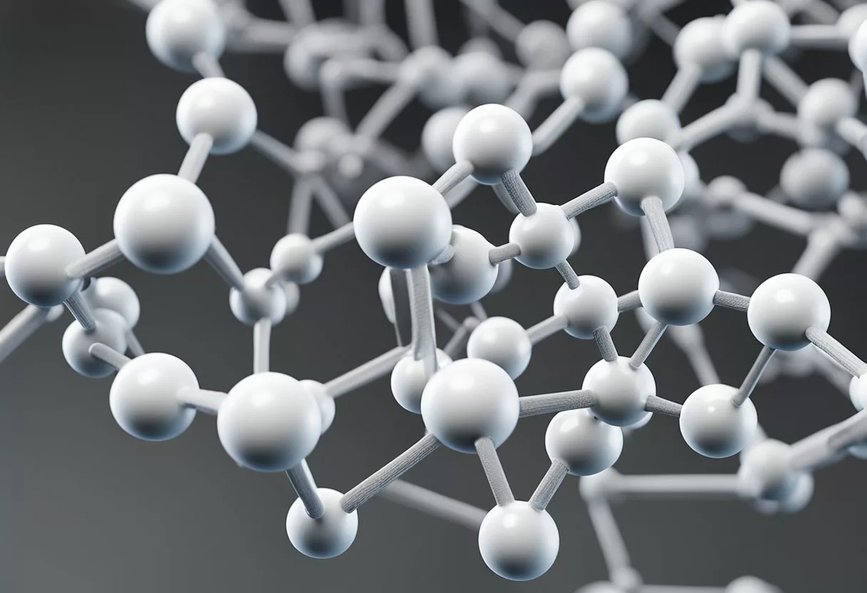 Amino acids, like leucine and lysine, perform essential roles in protein synthesis and metabolism. Illustrate them as distinct molecules with clear functions in a cellular environment